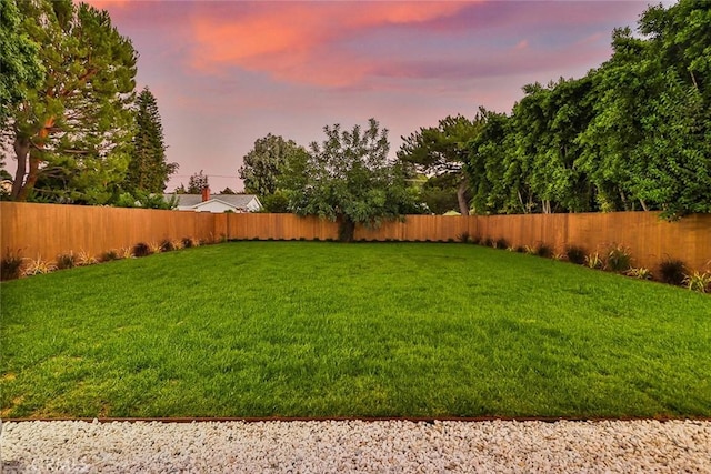 view of yard at dusk