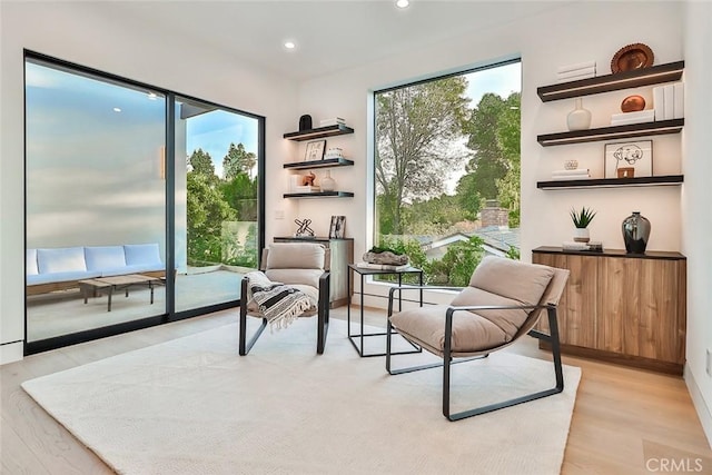 living area featuring light wood-type flooring