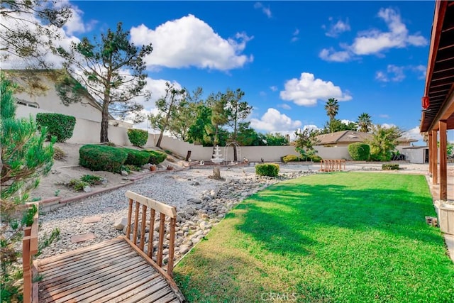 view of yard featuring a fenced backyard