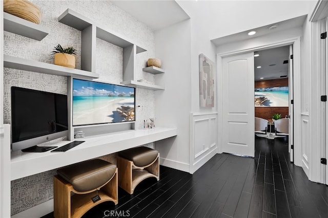 office area featuring dark hardwood / wood-style floors