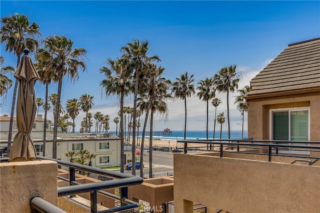 property view of water featuring a view of the beach