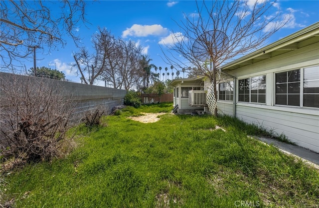 view of yard featuring fence