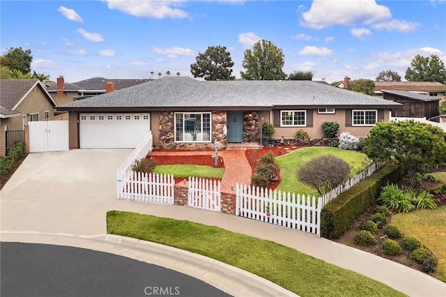 single story home with a garage