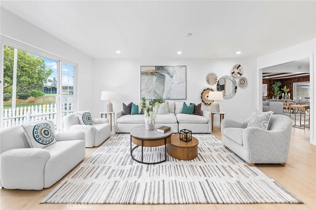 living room featuring light hardwood / wood-style floors