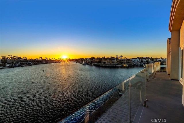 dock area featuring a water view