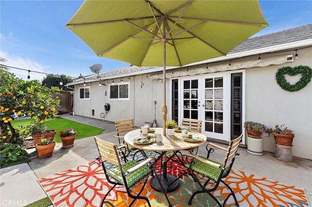 view of patio featuring french doors