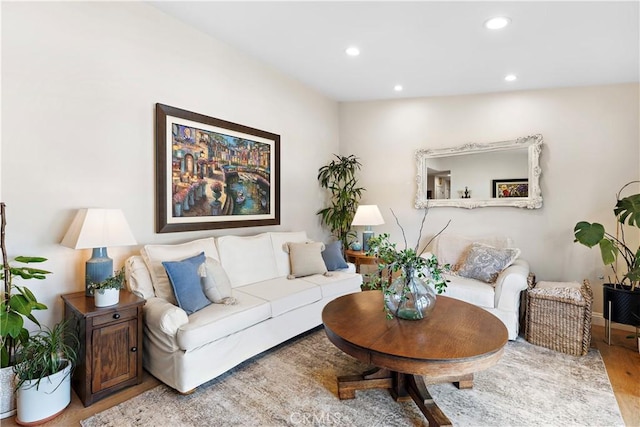 living room featuring light hardwood / wood-style floors