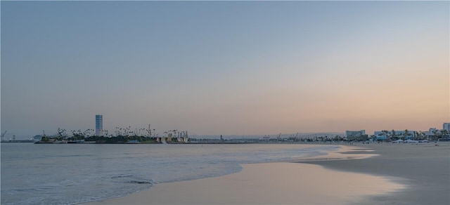 property view of water featuring a view of the beach