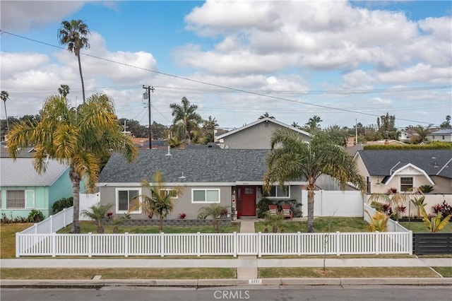 view of single story home