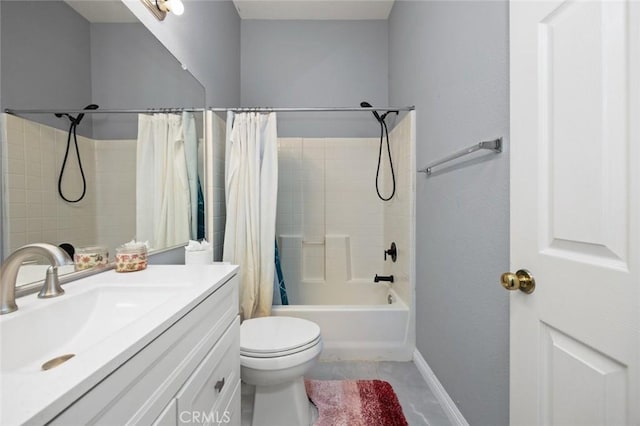 full bathroom with vanity, toilet, and shower / bath combo