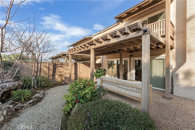 exterior space featuring a pergola