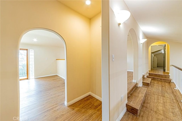 corridor featuring light wood-type flooring