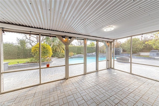 view of unfurnished sunroom