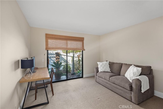 living room with carpet flooring