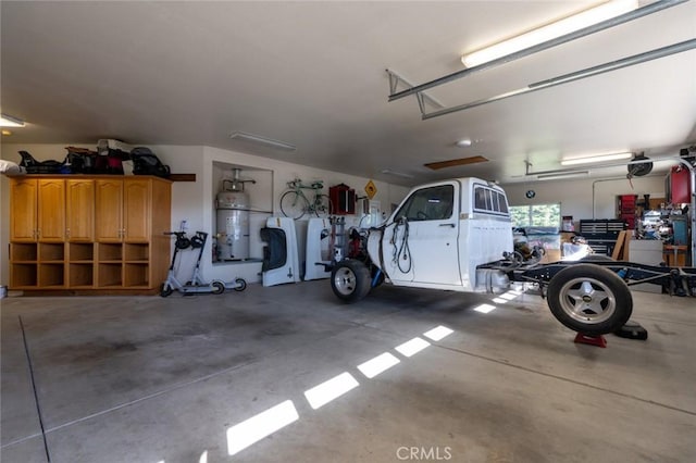 garage with water heater