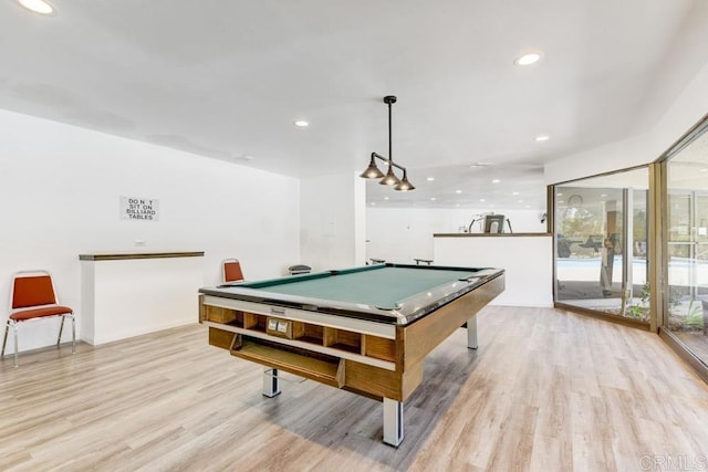 5708 Baltimore Dr Unit 376, La Mesa, CA 91942 - recreation room with light wood-style flooring, billiards, baseboards, and recessed lighting