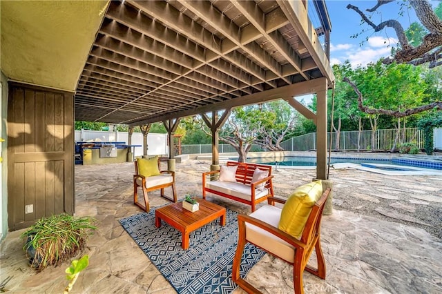 23216 Park Esperanza, Calabasas, CA 91302 - view of patio with a fenced backyard and an outdoor living space
