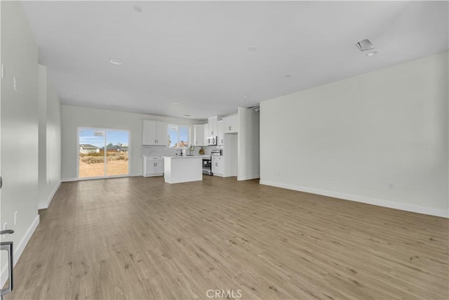 unfurnished living room with light hardwood / wood-style floors