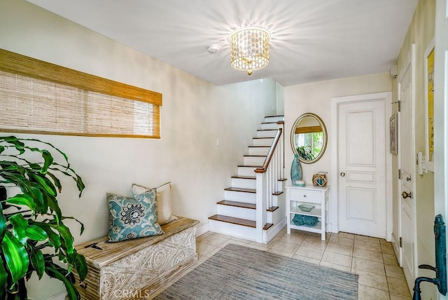 view of tiled foyer entrance