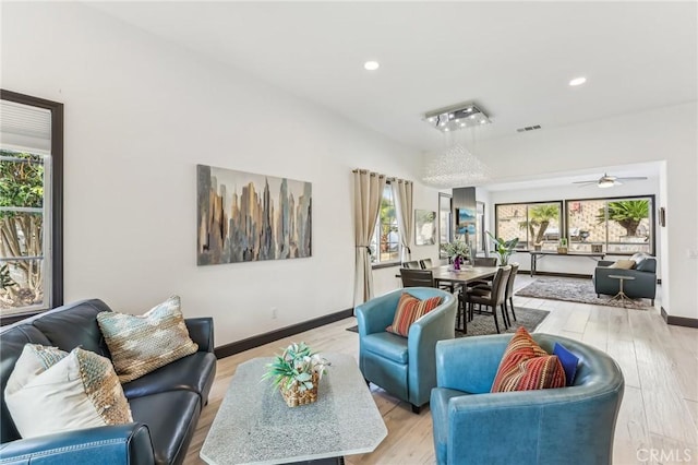 living room featuring light hardwood / wood-style floors