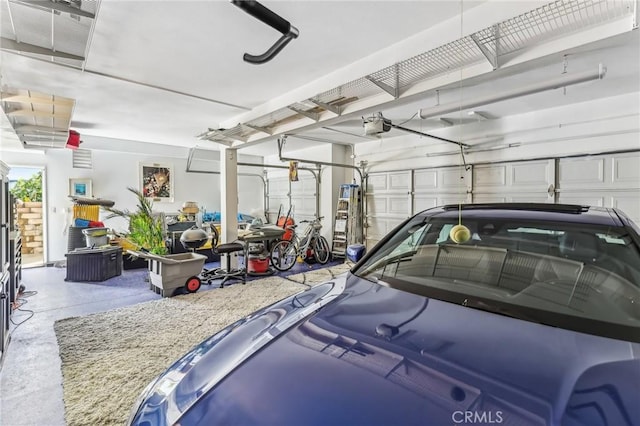 garage with a garage door opener