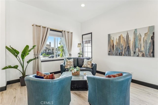 living room featuring light hardwood / wood-style flooring