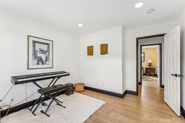 home office featuring light hardwood / wood-style floors