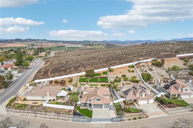 drone / aerial view with a mountain view