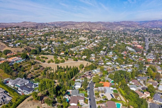 aerial view featuring a residential view and a mountain view