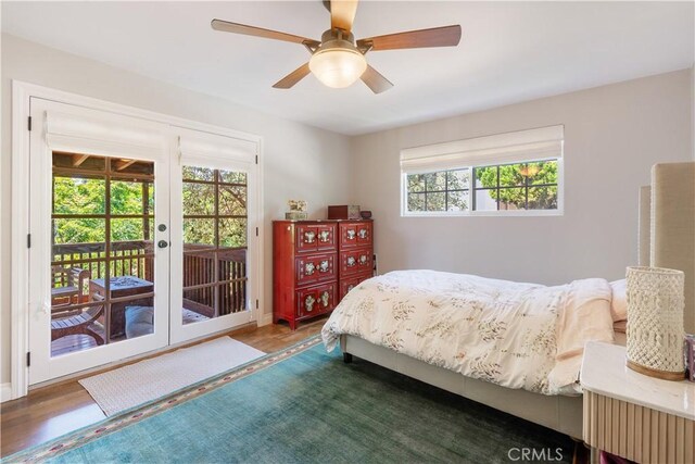 26357 Hillcrest Ave, Lomita, CA 90717 - bedroom featuring multiple windows, access to exterior, wood finished floors, and french doors