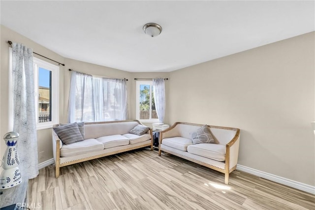 living room featuring light hardwood / wood-style floors