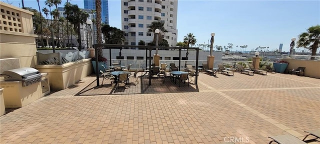 view of patio with area for grilling and an outdoor kitchen