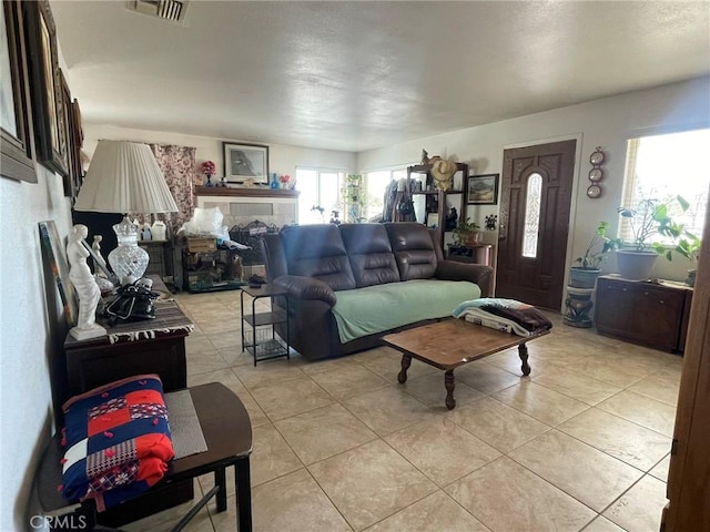 view of tiled living room