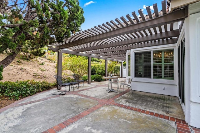 view of patio / terrace featuring a pergola