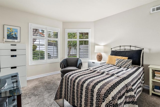 carpeted bedroom with multiple windows