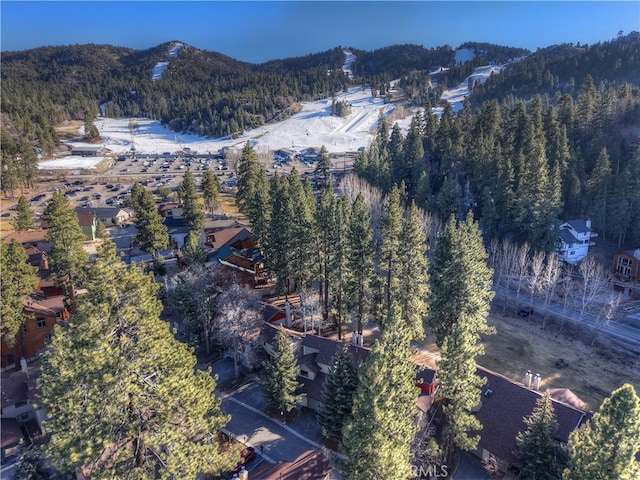 birds eye view of property with a mountain view