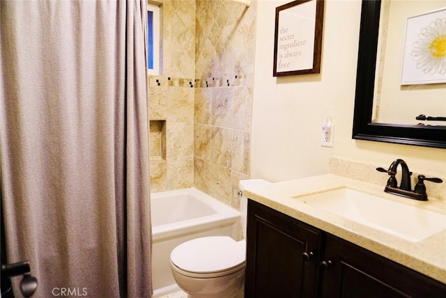 full bathroom featuring vanity, toilet, and shower / bath combo