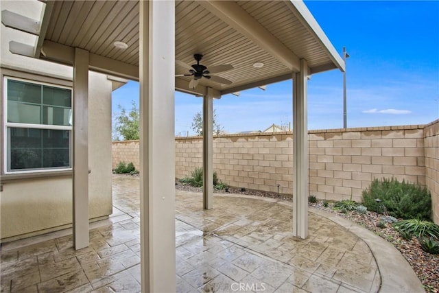 view of patio / terrace with ceiling fan