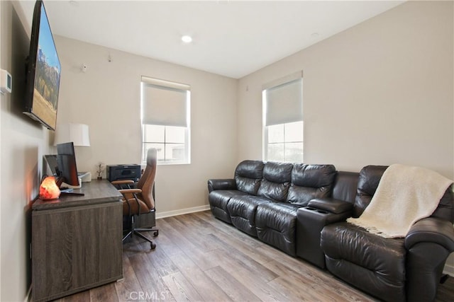 office space featuring light hardwood / wood-style floors