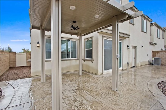 view of patio / terrace featuring cooling unit and ceiling fan