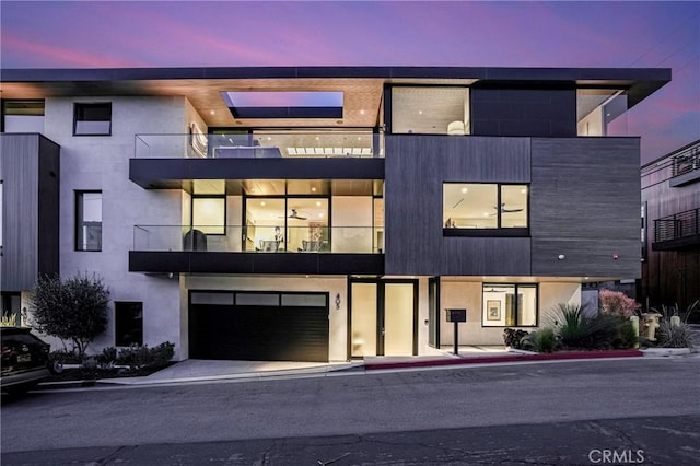 contemporary home with a garage