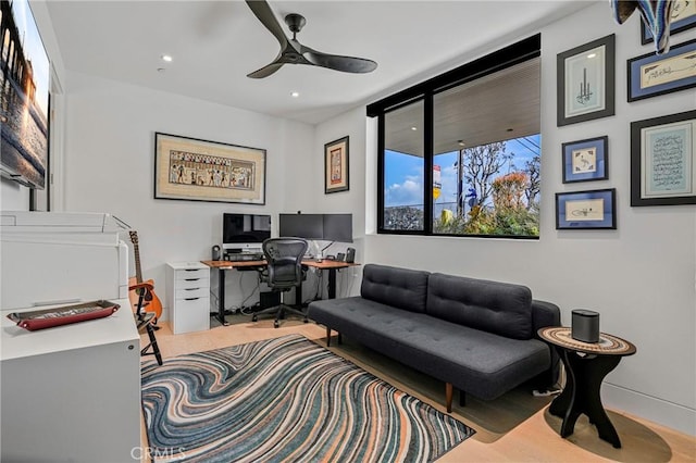 home office featuring ceiling fan