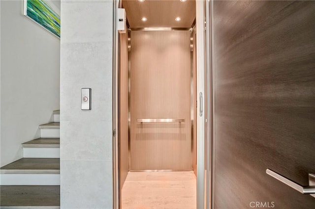 405 26th St, Manhattan Beach, CA 90266 - stairs featuring elevator and recessed lighting