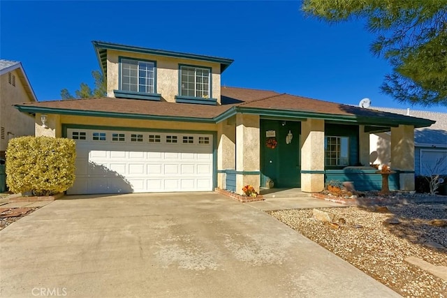 view of front of house with a garage