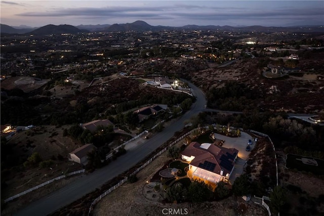 aerial view with a mountain view