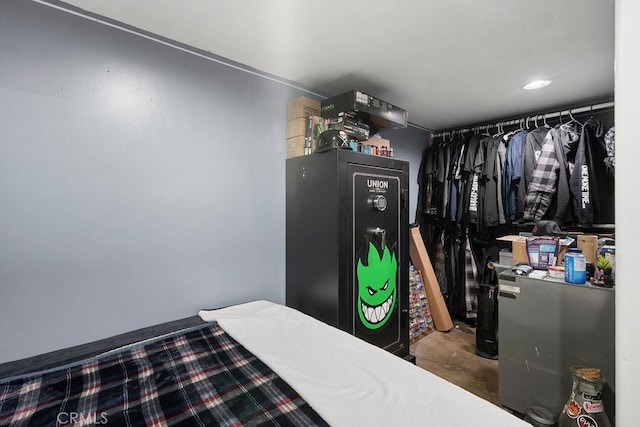 bedroom with concrete flooring