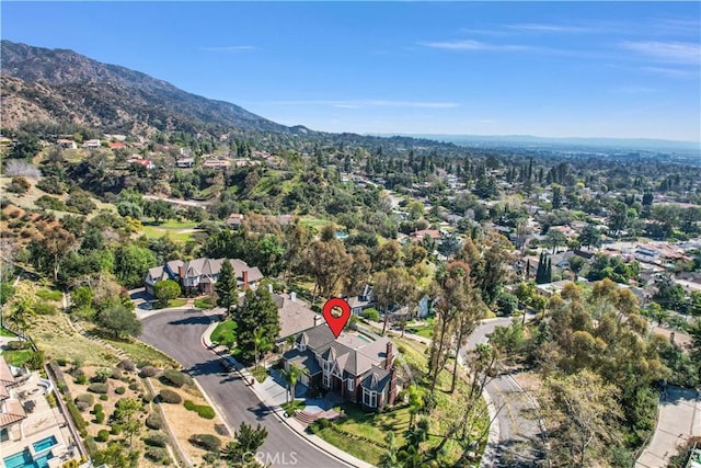 aerial view with a residential view and a mountain view