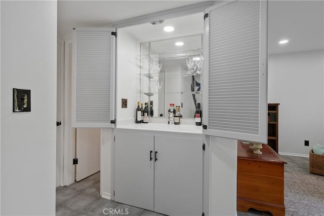 bar with white cabinets