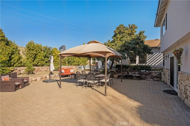 view of patio / terrace featuring a gazebo