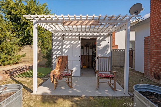 view of patio with a pergola